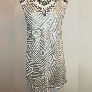 Like New! White & Silver Sequined Mini-Dress